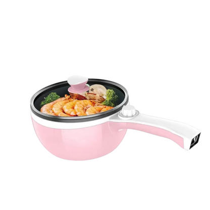🍳 Vocha Elektrische Pfanne & Hot Pot – 1,5 L Mini-Multikocher in Rose